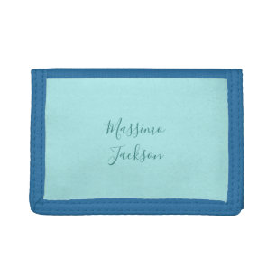 Pale Turquoise Minimalist Add Name Personalized Tri-fold Wallet