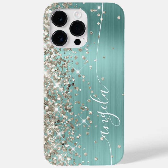 Pale Turquoise Platinum Glittery Glam Signature Case-Mate iPhone Case (Back)