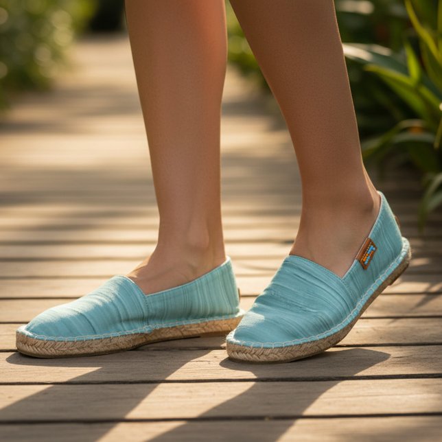 Pale Turquoise Thick Paint Modern Textured Pattern Espadrilles (Creator Uploaded)