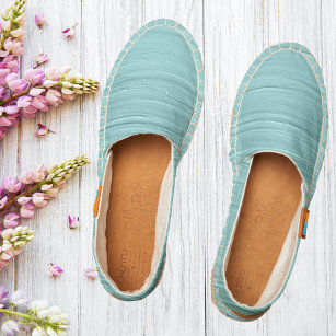 Pale Turquoise Thick Paint Modern Textured Pattern Espadrilles