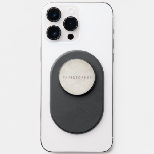 Pale Umber Brown Name on Mottled Ecru PopSocket