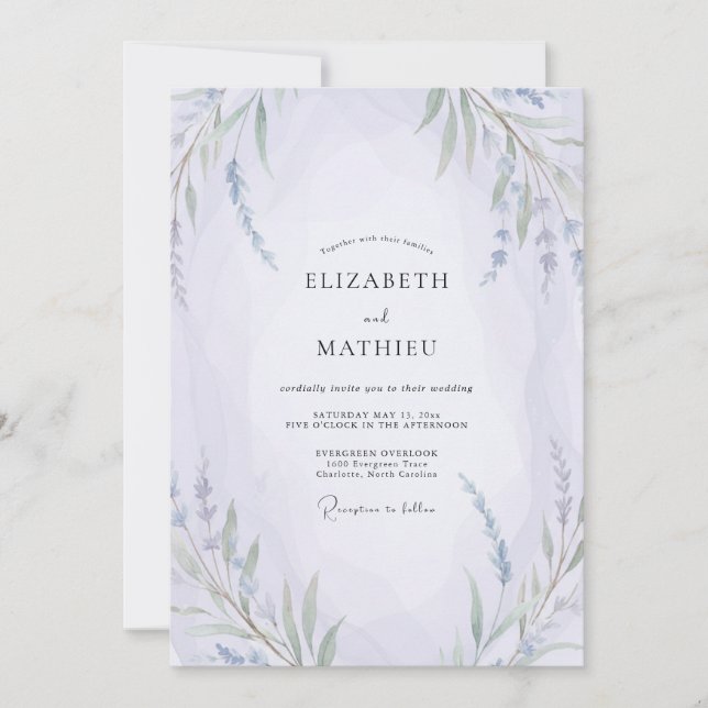 Pale Violet Wildflower Wedding Invitation (Front)