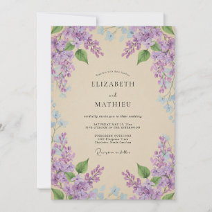 Pale Violet Wisteria Wedding Invitation