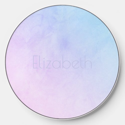 Pale Watercolor Blend in Blues Purples Pinks Wireless Charger