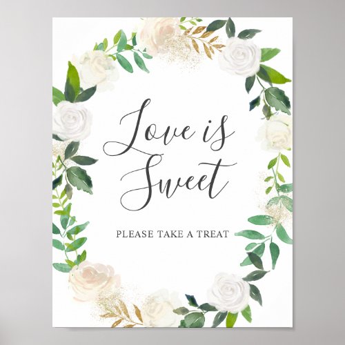 Pale Watercolor Floral Wedding Love Is Sweet Poster