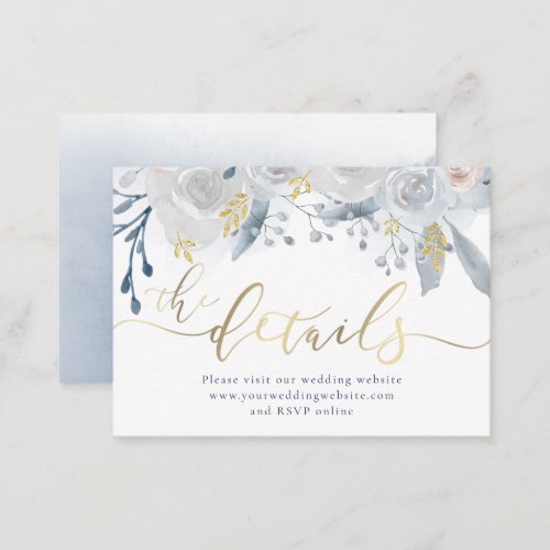 Pale watercolor flowers Wedding Website Enclosure Card