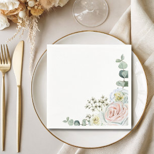 Pale watercolor roses napkins