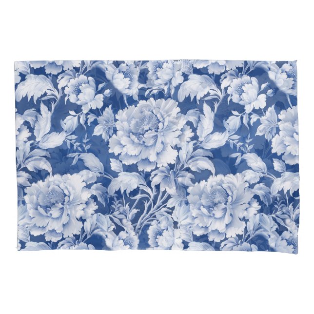 Pale white/blue repeat rose pattern  pillow case (Front)