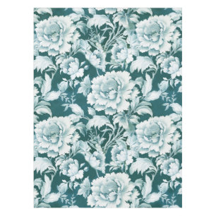 Pale white/green repeat rose pattern  tablecloth
