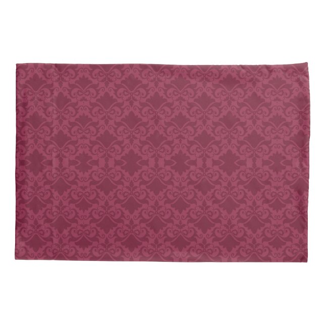 Pale Wine Damask Bows Reversible Pillow Case (Back)