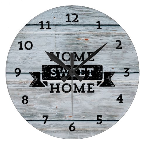 Pale Wood Rustic Home Sweet Home Large Clock