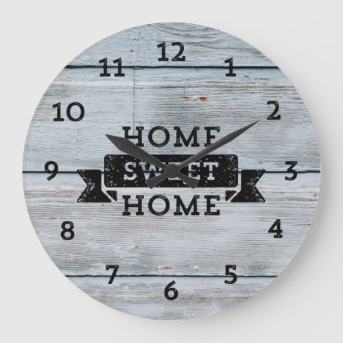 Pale Wood Rustic Home Sweet Home Large Clock