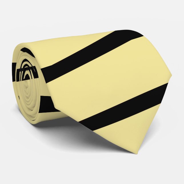 Pale Yellow and Black Stripe Traditional Classic Tie (Rolled)