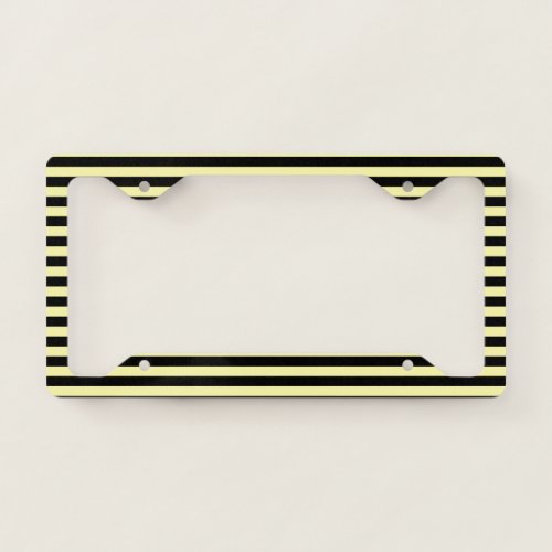 Pale Yellow and Black Stripes License Plate Frame