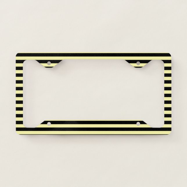 Pale Yellow and Black Stripes License Plate Frame (Front)