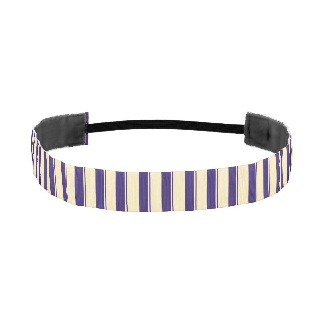 Pale Yellow and Blue Beach Stripe Athletic Headband (Front)
