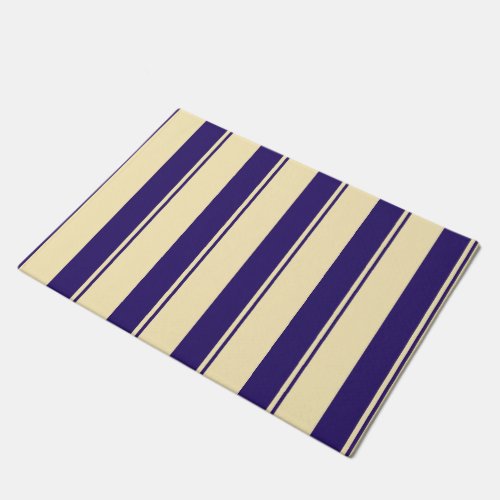 Pale Yellow and Blue Beach Stripe Doormat