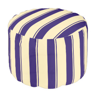 Pale Yellow and Blue Beach Stripe Pouf