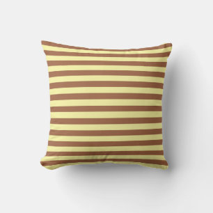 Pale Yellow and Brown Stripes Throw Pillow