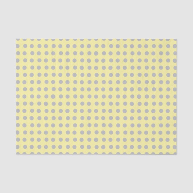Pale Yellow and Gray Polka Dots Tissue Paper (Front)