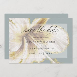 Pale Yellow and Ivory Tropical Flower Watercolor S Save The Date