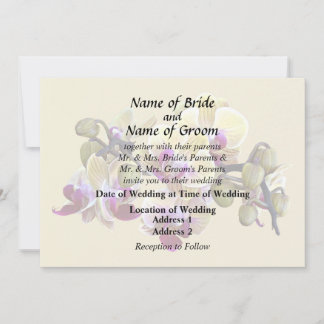 Pale Yellow and Magenta Phalaenopsis Orchids Invitation