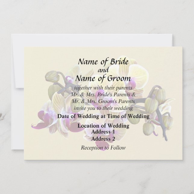 Pale Yellow and Magenta Phalaenopsis Orchids Invitation (Front)