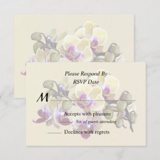 Pale Yellow and Magenta Phalaenopsis Orchids RSVP Card