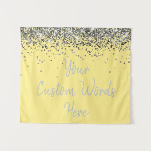 Pale Yellow and Silver Birthday Party Photo Booth Tapestry