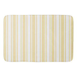 Pale yellow and white candy stripes bath mat