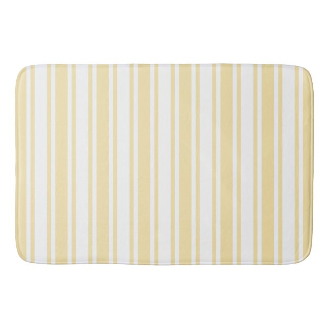 Pale yellow and white candy stripes bath mat (Front)