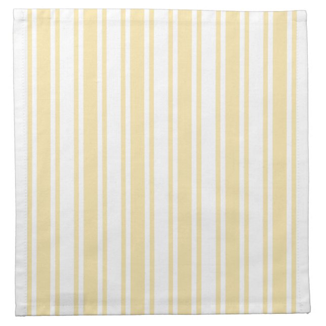 Pale yellow and white candy stripes cloth napkin (Front)