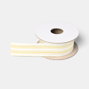 Pale yellow and white candy stripes satin ribbon