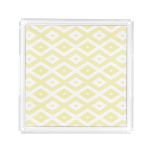 Pale yellow and white diamond pattern acrylic tray