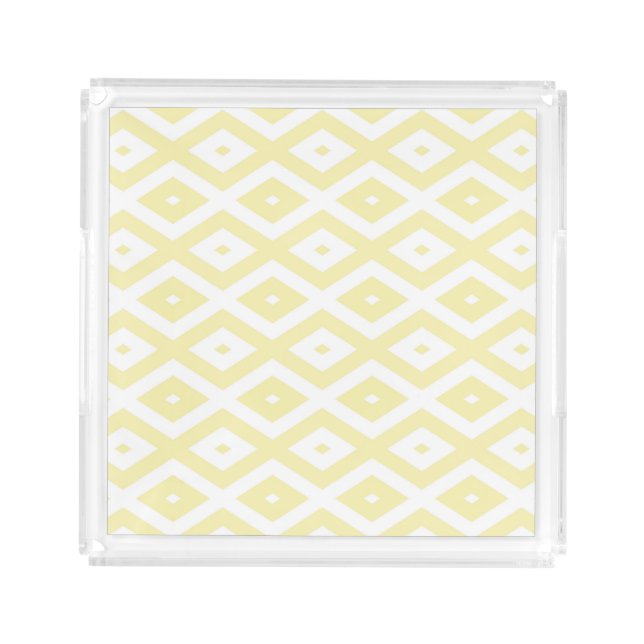 Pale yellow and white diamond pattern acrylic tray (Front)
