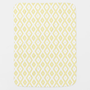 Pale yellow and white diamond pattern baby blanket