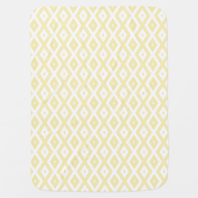 Pale yellow and white diamond pattern baby blanket (Front)
