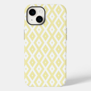 Pale yellow and white diamond pattern Case-Mate iPhone 14 case
