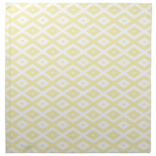 Pale yellow and white diamond pattern cloth napkin (Front)
