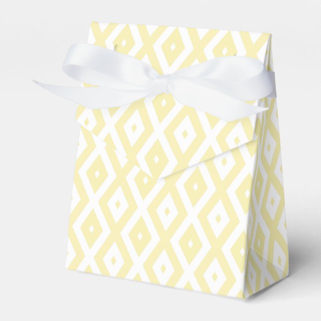 Pale yellow and white diamond pattern favor boxes (Front Side)
