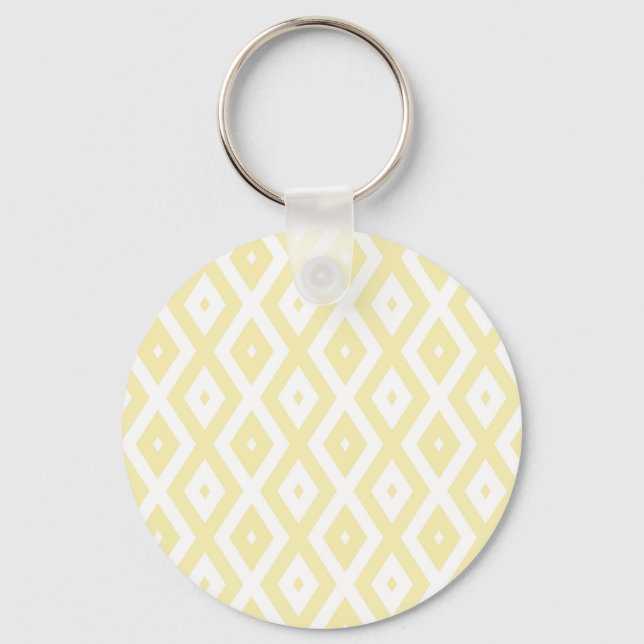 Pale yellow and white diamond pattern keychain (Front)