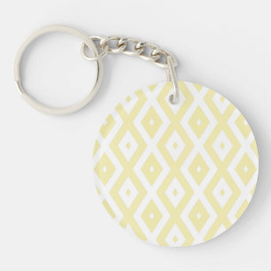 Pale yellow and white diamond pattern keychain