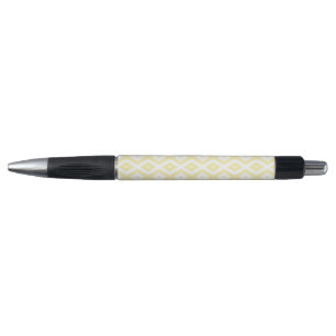 Pale yellow and white diamond pattern pen