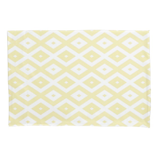 Pale yellow and white diamond pattern pillow case (Front)