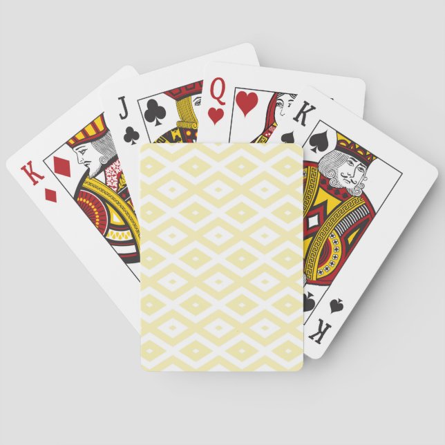 Pale yellow and white diamond pattern poker cards (Back)