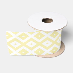 Pale yellow and white diamond pattern satin ribbon