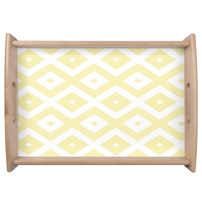 Pale yellow and white diamond pattern serving tray (Front)