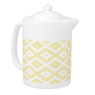 Pale yellow and white diamond pattern teapot