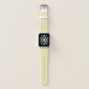 Pale yellow and white gingham apple watch band