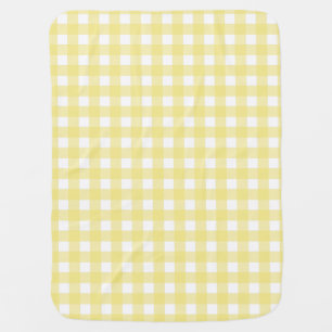 Pale yellow and white gingham baby blanket